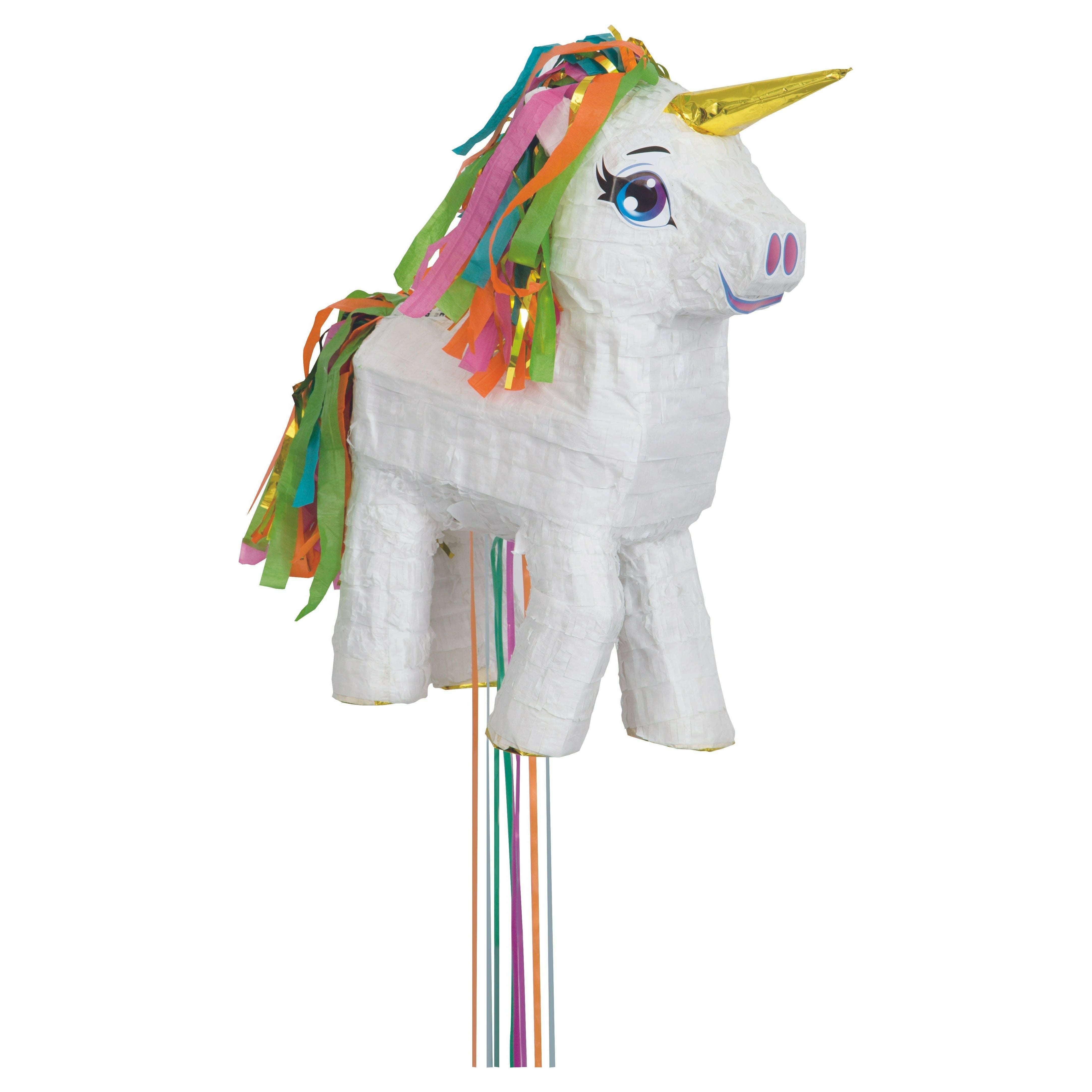 Pinata Pull White Unicorn 47cm H x 32cm W x 13cm D - Dollars and Sense