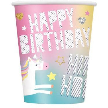 Unicorn Party 8 x 270ml (9oz) Paper Cups