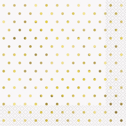 Foil Stamped Mini Dots Gold 16 Luncheon Napkins 2ply 33cm x 33cm (13 x 13)
