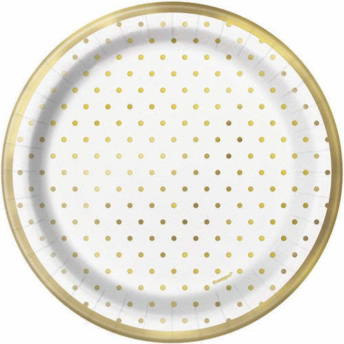 Foil Stamped Mini Dots Gold 8 x 18cm (7) Paper Plates Default Title
