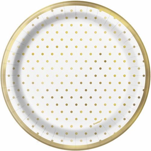 Gold Polka Dot Paper Plates 18cm 8Pk - Dollars and Sense