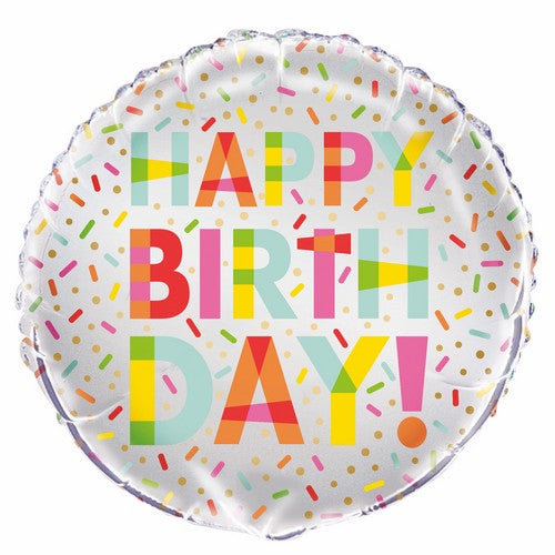 Donut Happy Birthday Round Foil Balloon 45cm Default Title