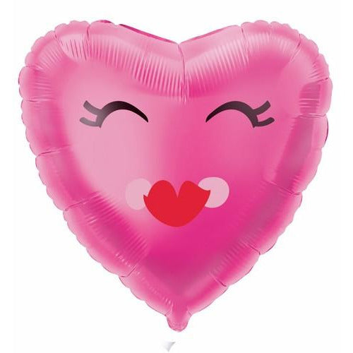 Smiling Pink Heart 45cm (18) Foil Balloon Packaged