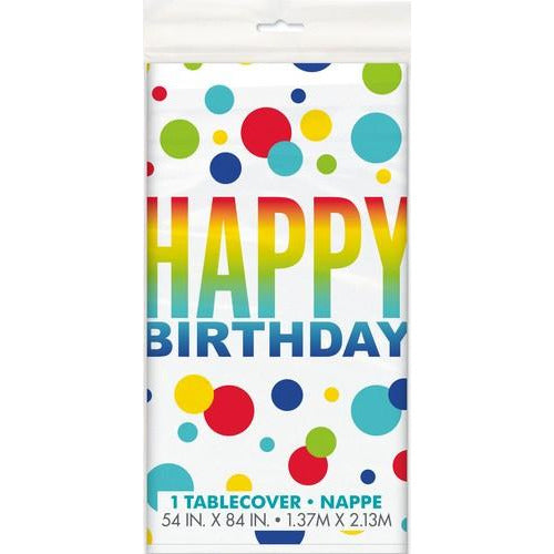 Rainbow Spots Birthday Printed Tablecover 137cm X 213cm (54 X 84)