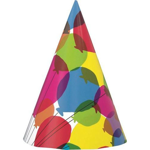 Balloons & Rainbow 8 Party Hats