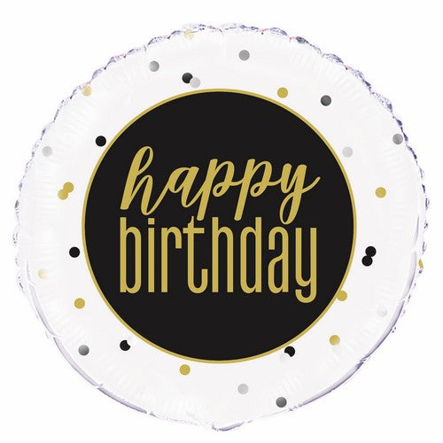 Metallic Birthday Happy Birthday 45cm (18) Foil Balloon Packaged