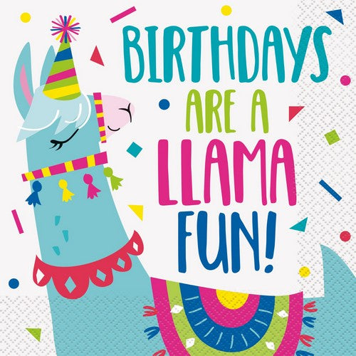 Llama Birthday 16 Luncheon Napkins 2ply 33cm x 33cm (13 x 13)
