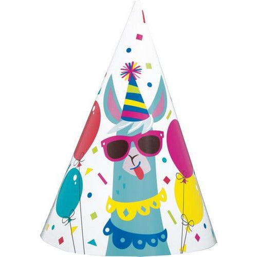 Llama Birthday 8 Party Hats