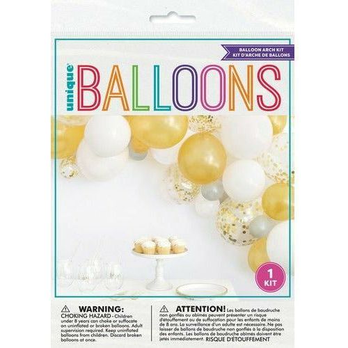 Confetti Latex Balloon Arch Kit Gold, Silver & White - Dollars and Sense