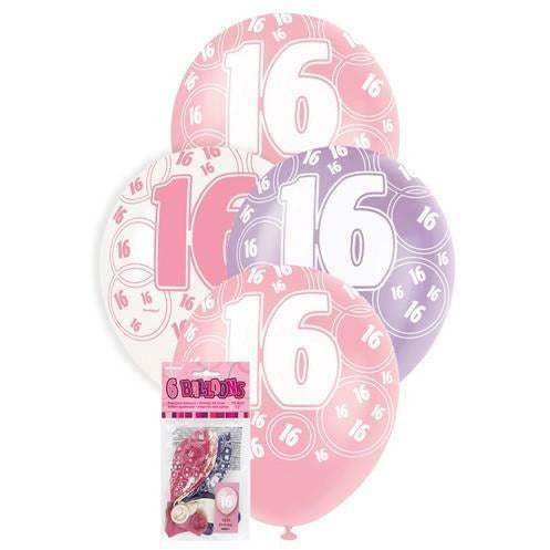 Glitz Pink 6 x 30cm (12) Latex Balloons - 16