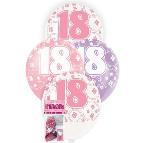 Glitz Pink 6 x 30cm (12) Latex Balloons - 18