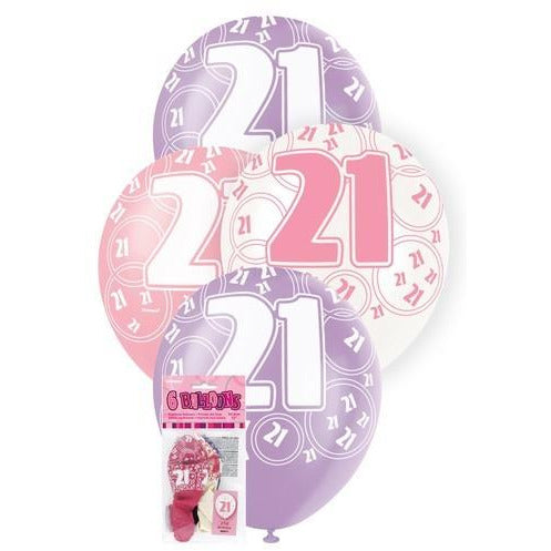 Glitz Pink 6 x 30cm (12) Latex Balloons - 21