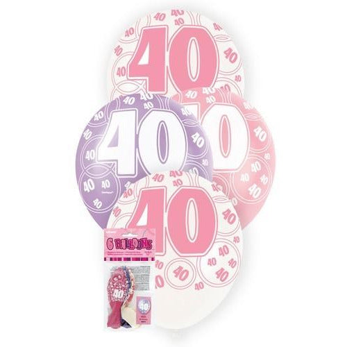 Glitz Pink 6 x 30cm (12) Latex Balloons - 40