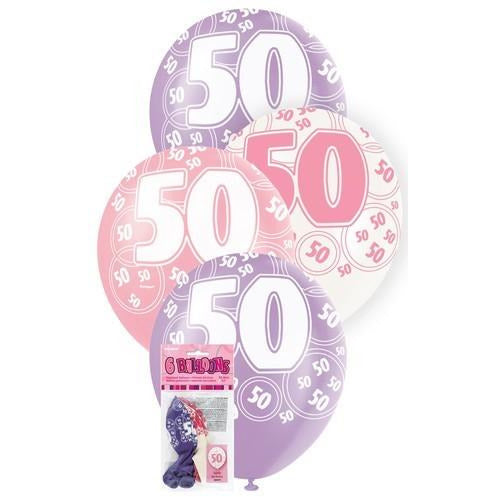 Glitz Pink 6 x 30cm (12) Latex Balloons - 50