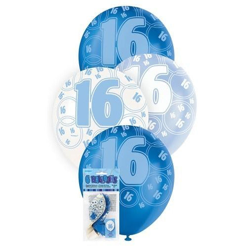 Glitz Blue 6 x 30cm (12) Latex Balloons - 16