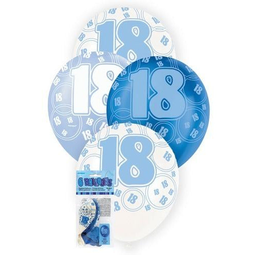 Glitz Blue 6 x 30cm (12) Latex Balloons - 18