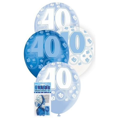Glitz Blue 6 x 30cm (12) Latex Balloons - 40