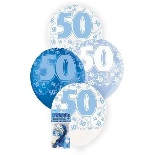 Glitz Blue 6 x 30cm (12) Latex Balloons - 50