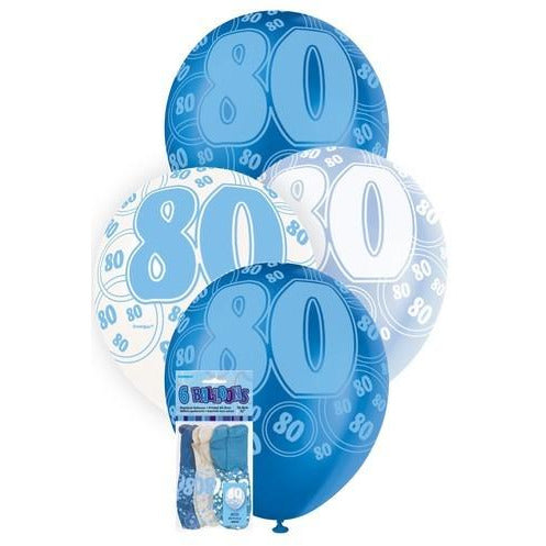 Glitz Blue 6 x 30cm (12) Latex Balloons - 80