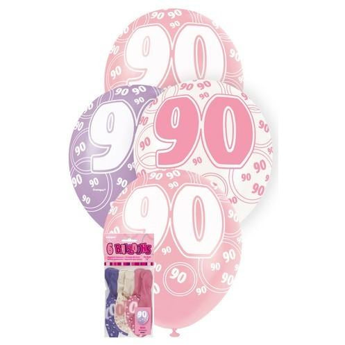 Glitz Pink 6 x 30cm (12) Latex Balloons - 90