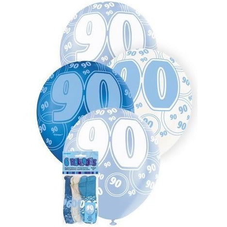 Glitz Blue 6 x 30cm (12) Latex Balloons - 90
