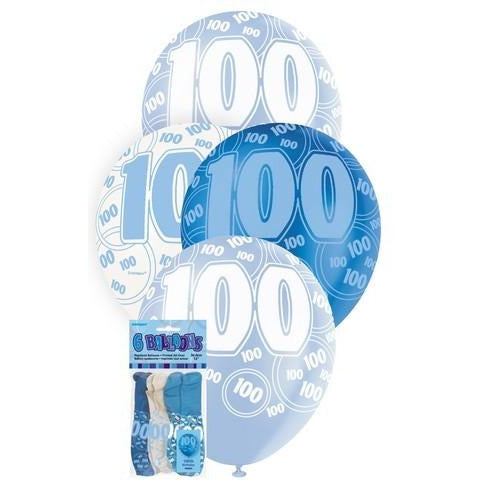 Glitz Blue 6 x 30cm (12) Latex Balloons - 100