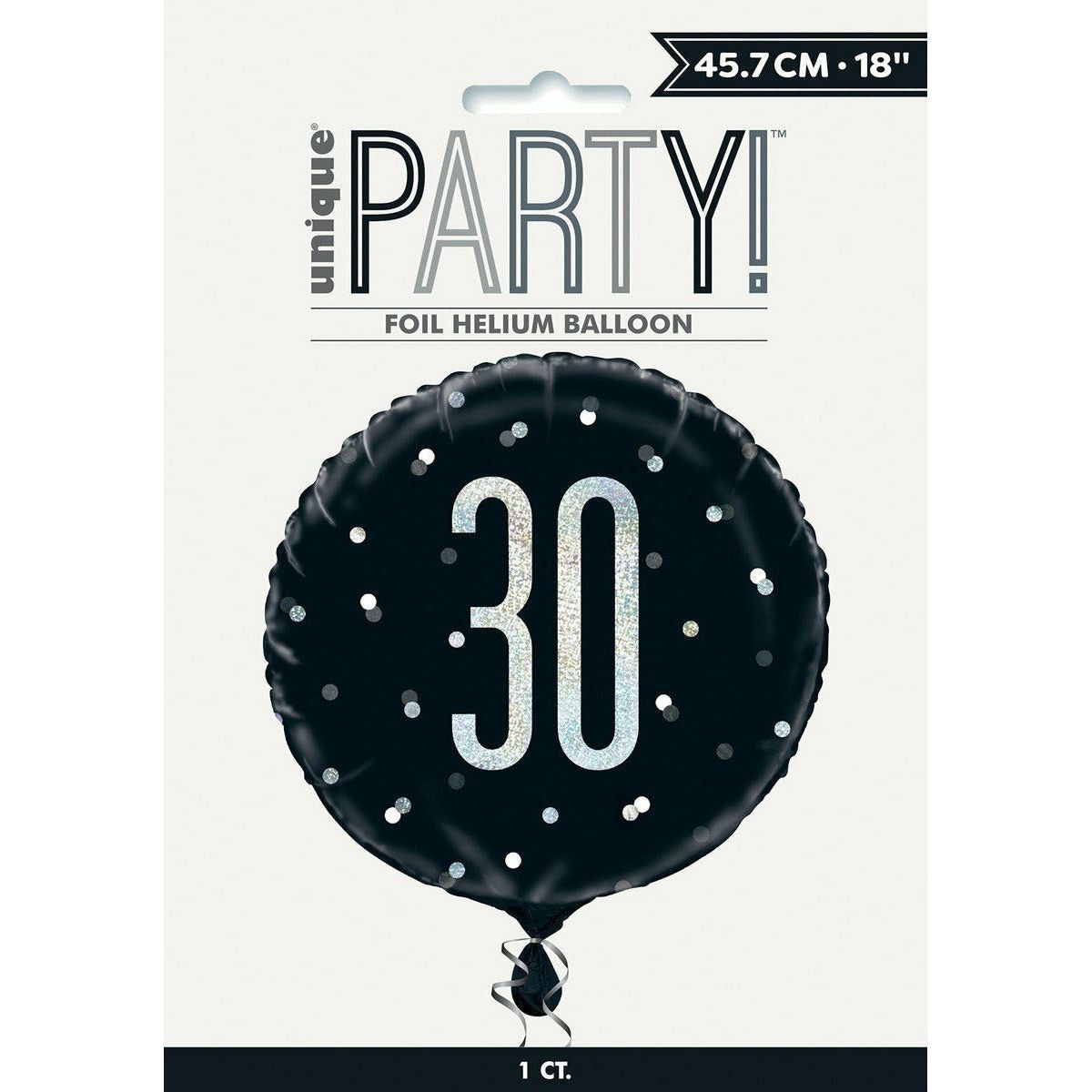 Black 30th Foil Balloon 45cm - Dollars and Sense