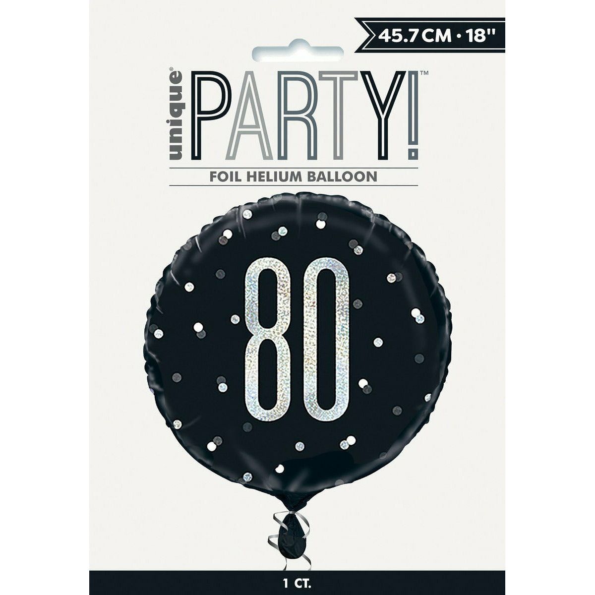 Black 80th Foil Balloon 45cm - Dollars and Sense
