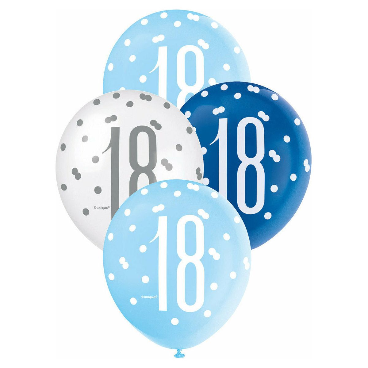 Blue and White 18 Assorted Latex Balloons - 30cm 6 Pack 1 Piece - Dollars and Sense