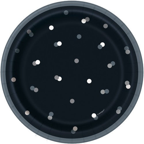 Black And Silver 8 x 18cm (7) Paper Plates