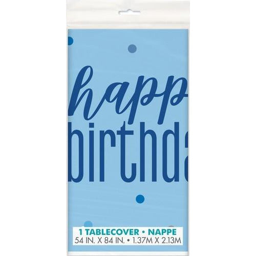 Blue Happy Birthday Printed Tablecover 137cm x 213cm (54 x 84)