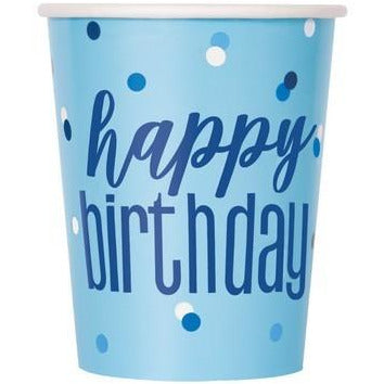 Blue Happy Birthday Paper Cups 270ml 8Pk Default Title