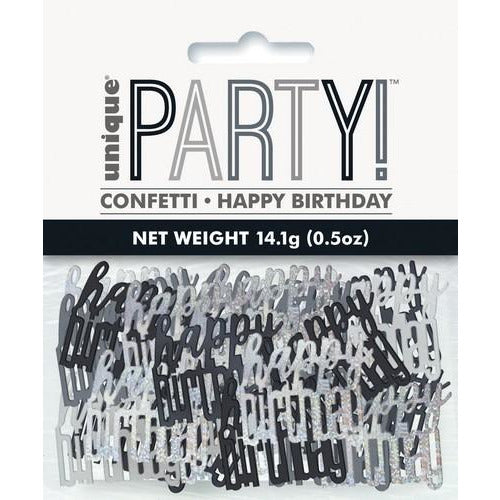 Black And Silver Happy Birthday Foil Confetti 14g (0.5oz)