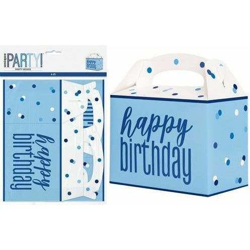 6 Large Party Boxes 16 x 12 x 9cm Blue