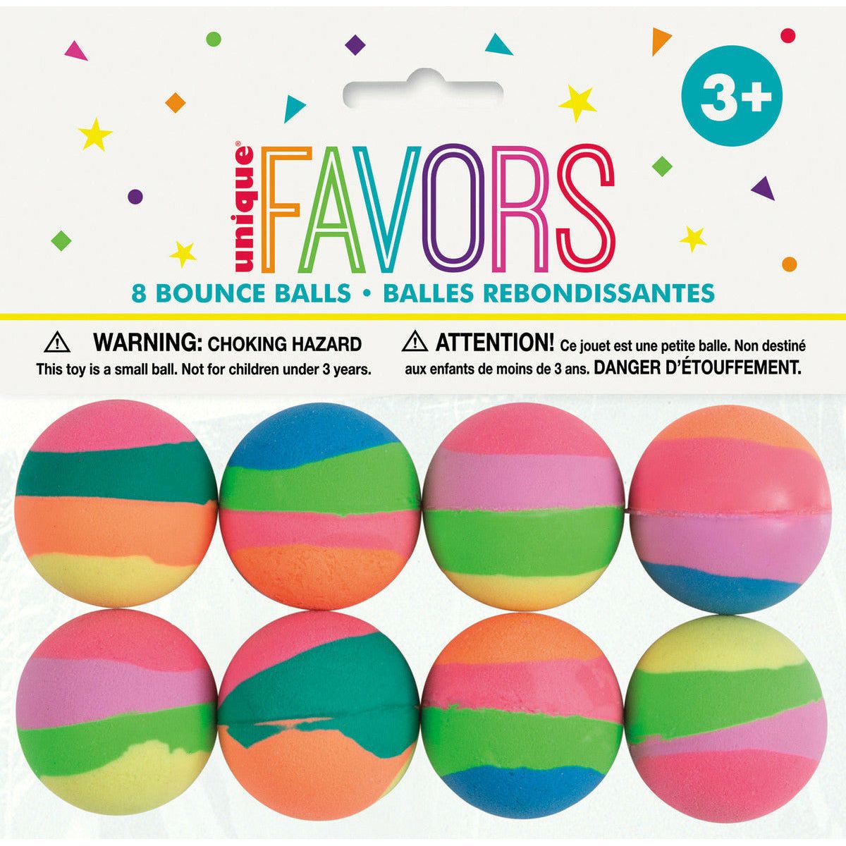 Bounce Balls Pastel Stripe - 32.5mm 8 Pack 1 Piece - Dollars and Sense