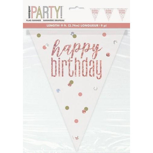 Rose Gold Prismatic Foil Flag Banner - Happy Birthday 2.74m (9)
