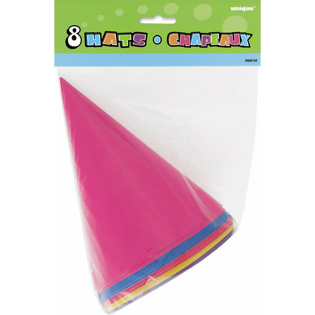 Party Hats Multi Colour - 8 Pack 1 Piece - Dollars and Sense