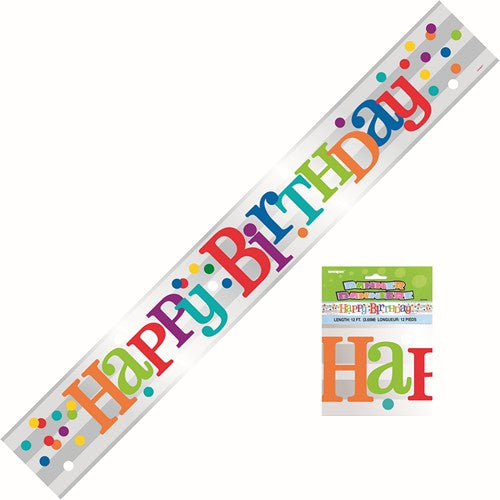 Rainbow Happy Birthday Dots Foil Banner 365m 12