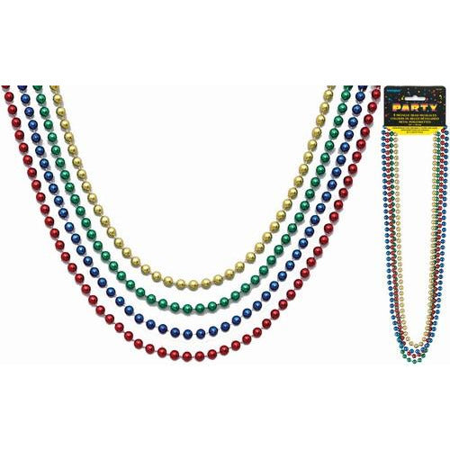 4 Assorted Metallic Bead Necklaces 81cm 32