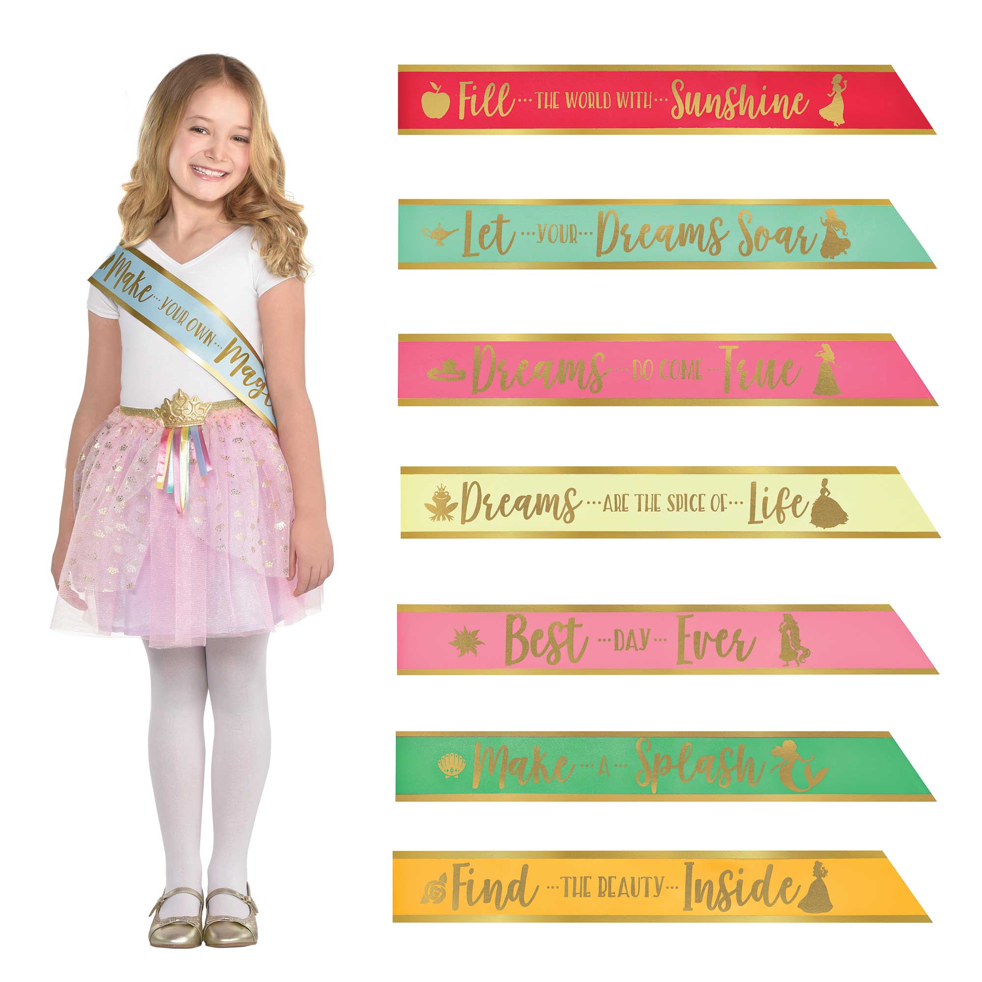 Disney Princess Once Upon A Time Set of Sashes - 76cm 8 Pack Default Title