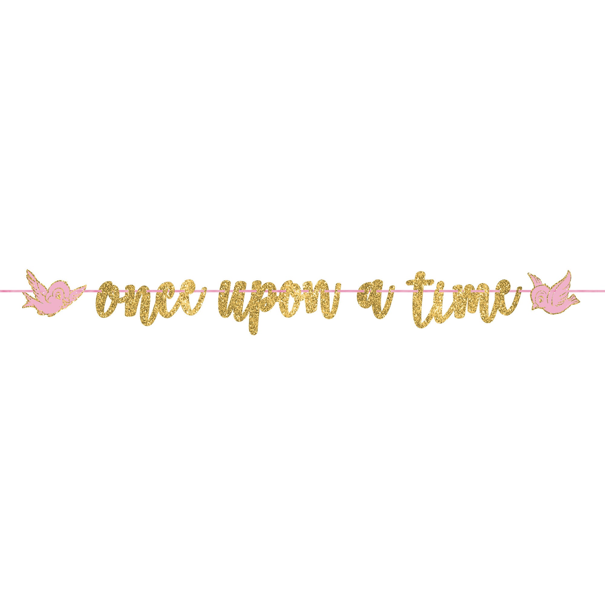 Disney Princess Once Upon A Time Glittered Ribbon Letter Banner - 20cm x 3.65m Default Title