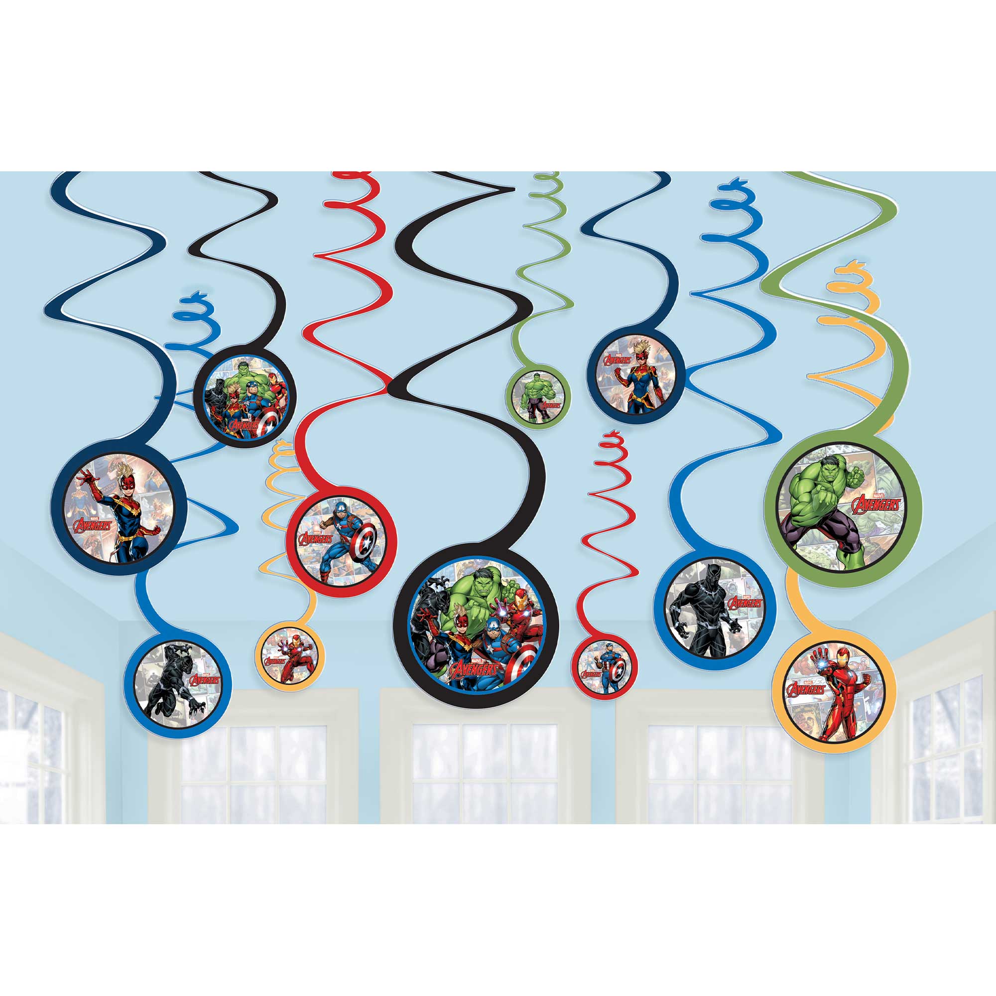 Marvel Avengers Powers Unite Spiral Swirl Decorations - 12 Pack Default Title