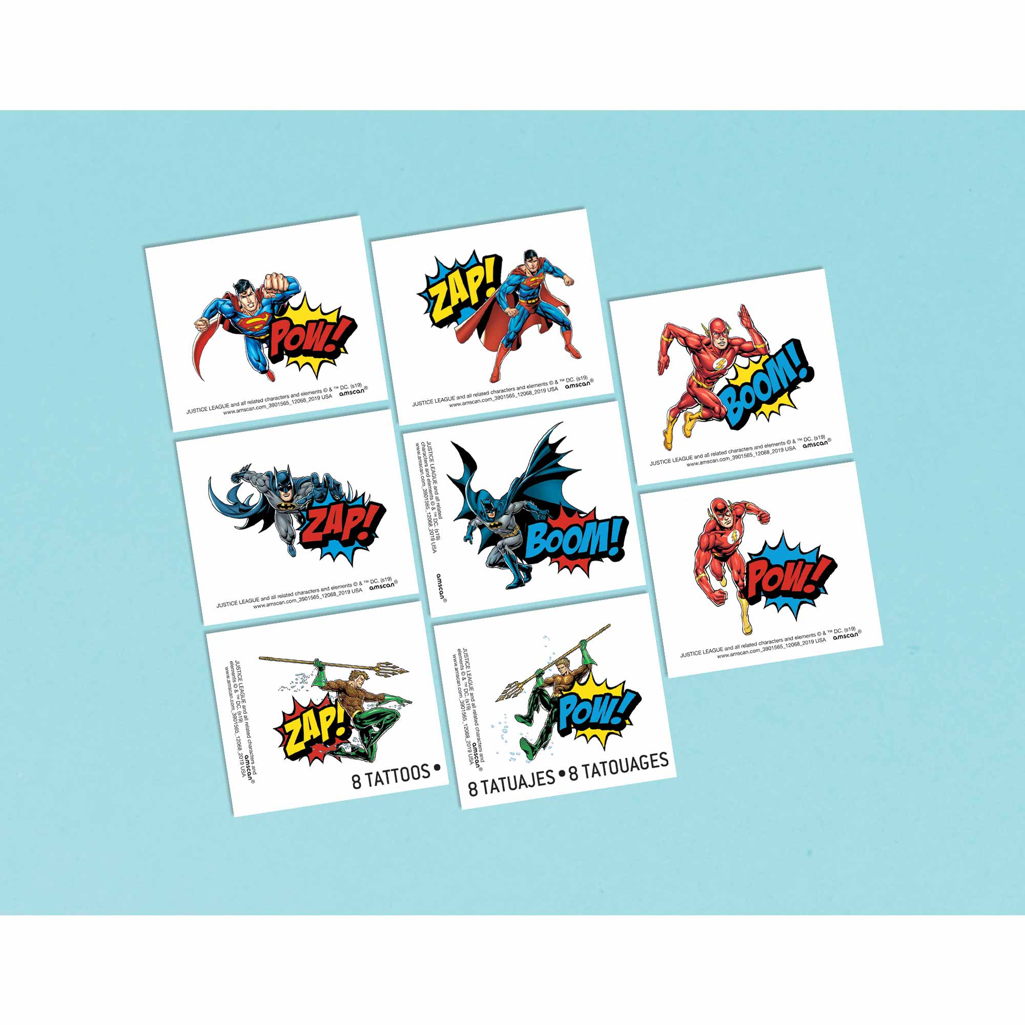 Justice League Heroes Unite Tattoo Favors - 8 Pack Default Title