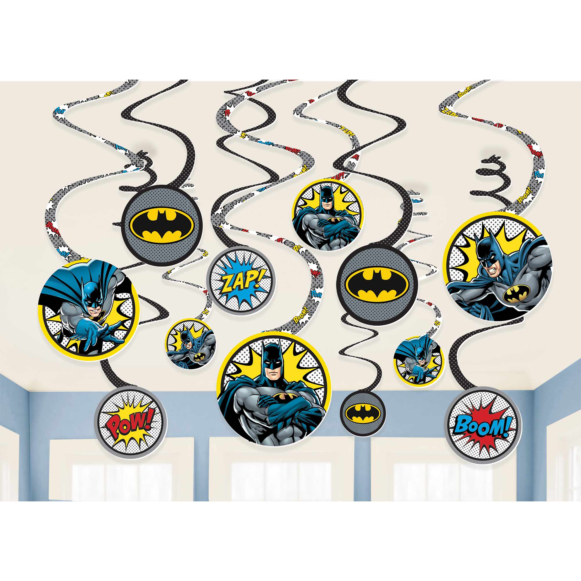 Batman Heroes Unite Spiral Swirls Hanging Decorations - 12 Pack Default Title