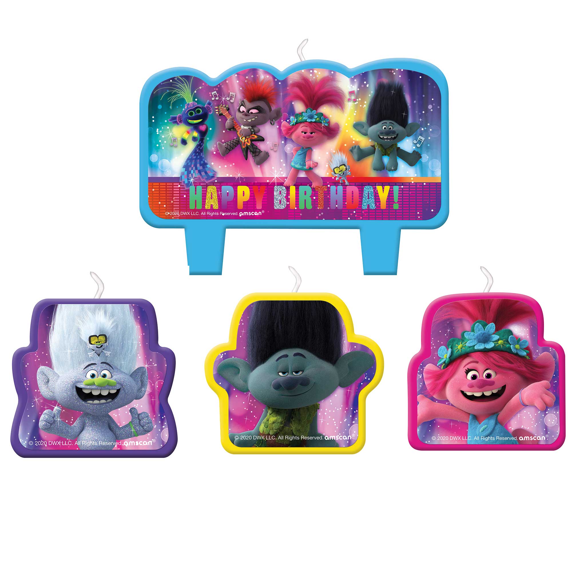 Trolls World Tour Happy Birthday Candle Set - 4 Pack Default Title