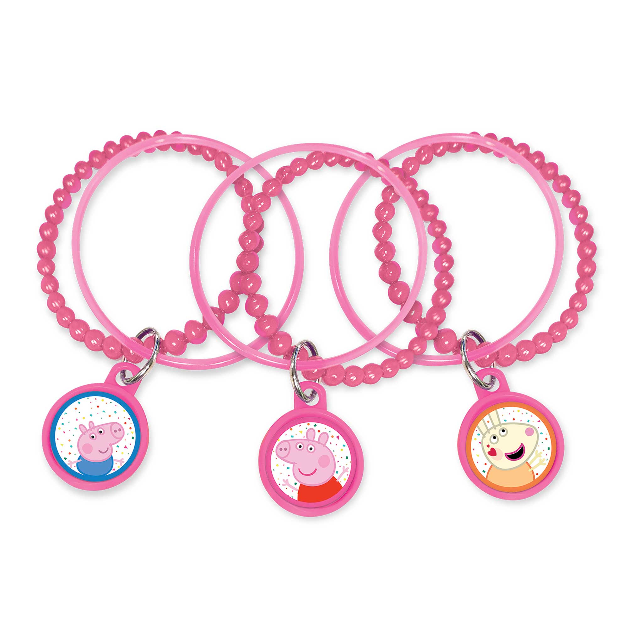 Peppa Pig Confetti Party Charm Bracelets - 7cm 8 Pack Default Title