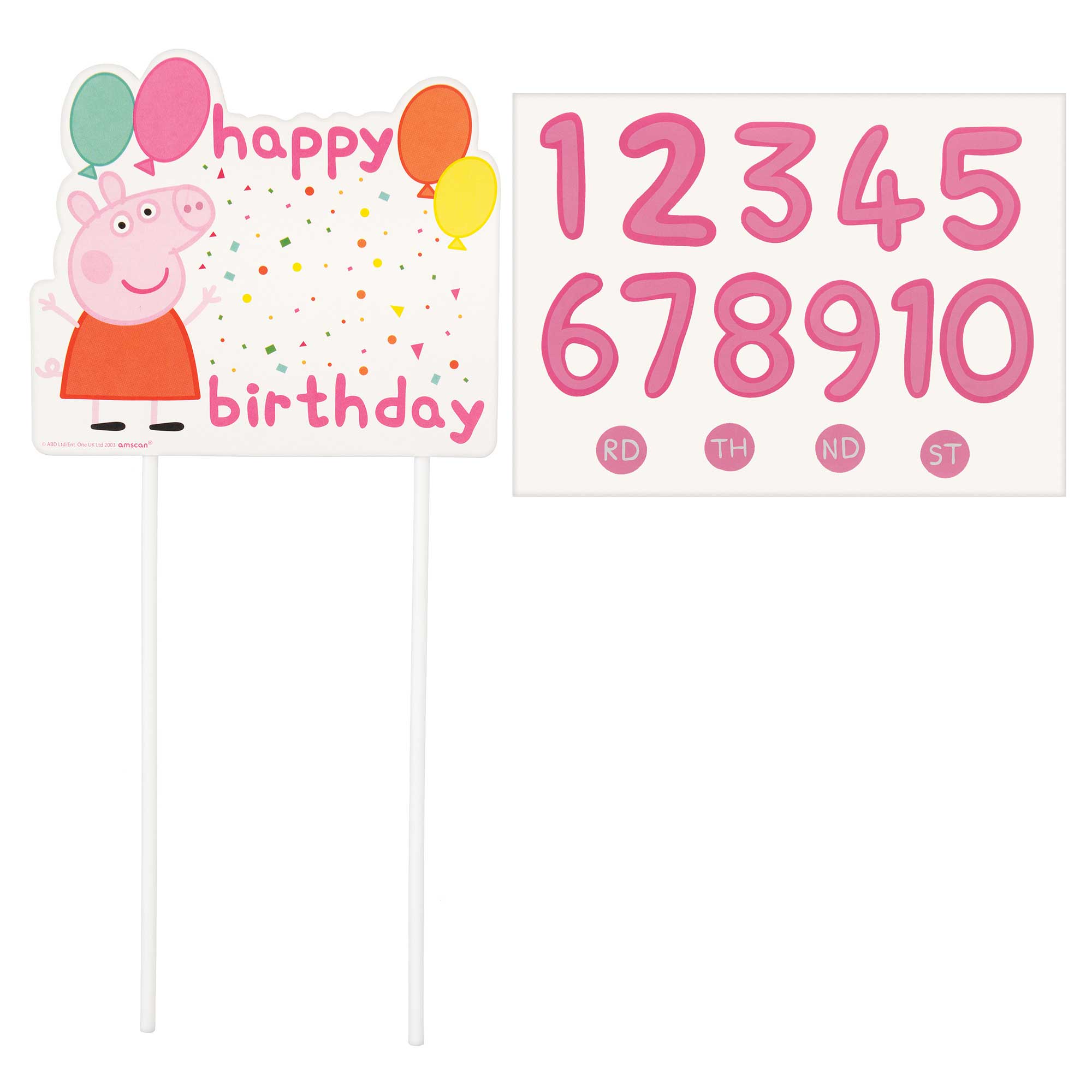 Peppa Pig Confetti Party Customizable Cake Topper Pick - 2 Pack Default Title