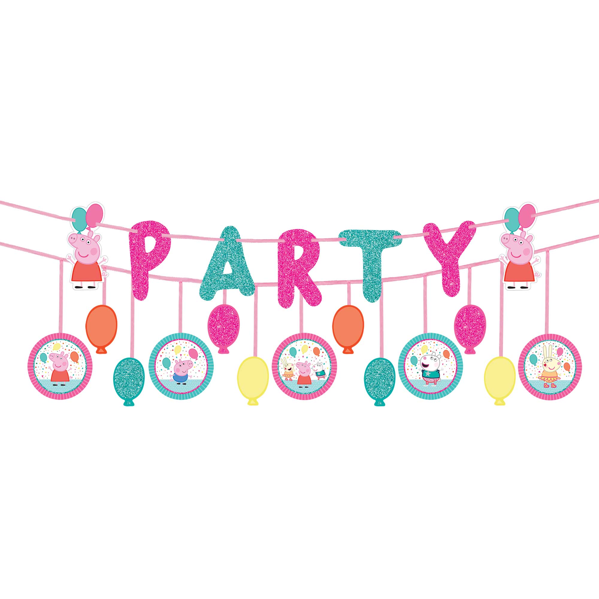 Peppa Pig Confetti Party Ribbon Banner Kit Glittered - 2 Pack Default Title