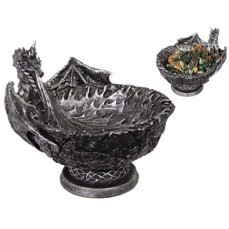 Silver Dragon Breathing Fire Bowl 23cm - Dollars and Sense