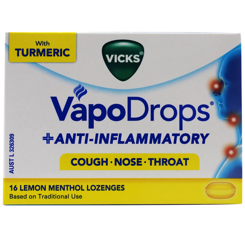 Vicks Vapodrops Lozenges Anti Inflammatory Lemon Menthol - 16 Pack 1 Piece - Dollars and Sense